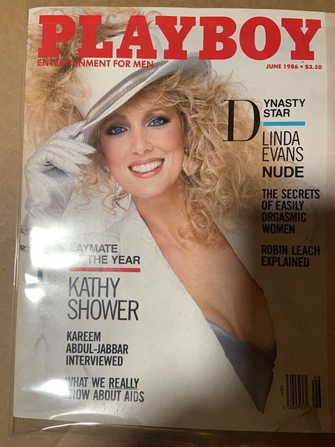 PLAYBOY MAGAZINE JUNE 1986 Kathy Shower Linda Evans Kareem Abdul Jabar