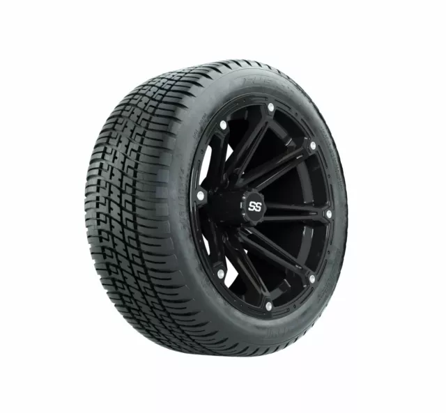 Set of 4 GTW 14" Element Matte Black Golf Cart Wheels on 205/30-14 (18") Tires