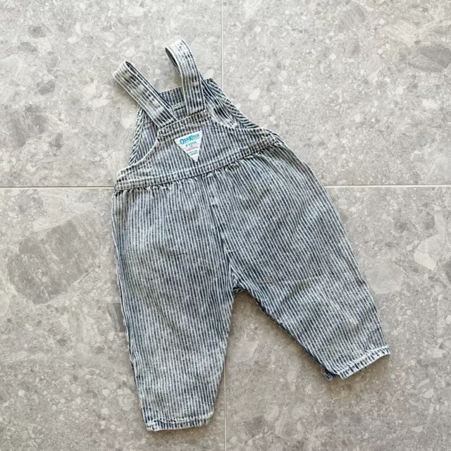 Vintage OshKosh Acid Wash Striped Bubble Overalls Size 3/6m 3