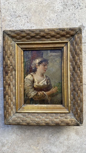 TABLEAU ANCIEN SIGNÉ J.B GREUZE peinture huile époque 18e EUR 319,00 ...