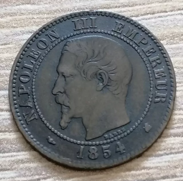 Deux centimes Napoléon III, tête nue 1854 K (Bordeaux) en bronze