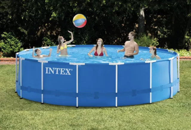 Intex 15ft x 48in Metal Frame Above Ground Pool Set with Filter Pump and Ladder
