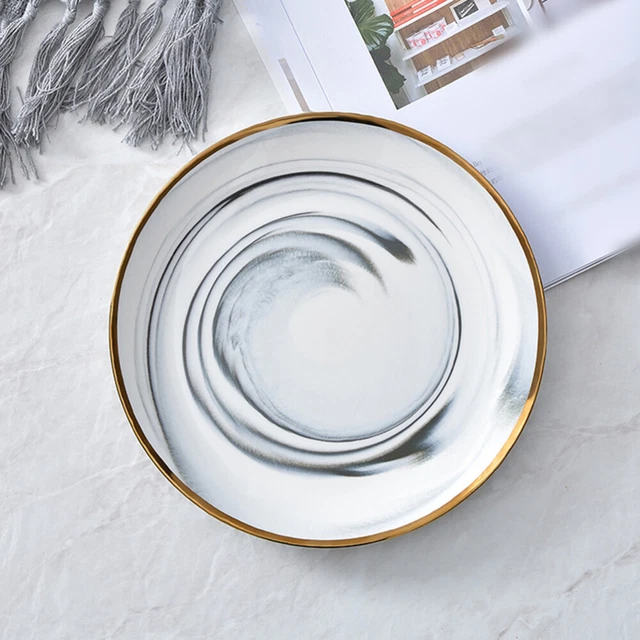 1 pz piatto piatti ceramica marmo piatto snack rotondo piatto cibo western per hotel