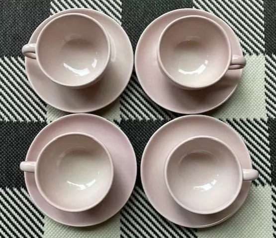 Russel Wright Iroquois Casual China MCM Pink 4 Cups & Saucers