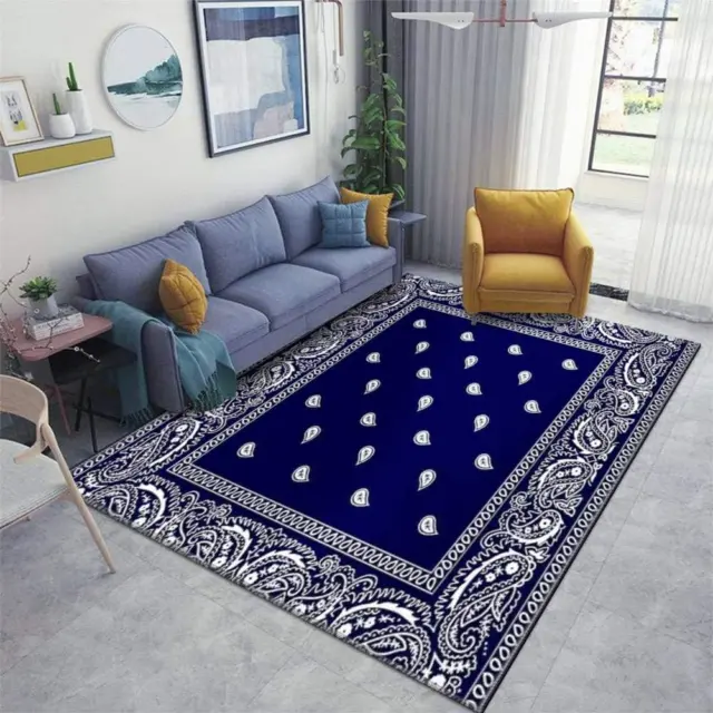 Bandana Blue Area Rugs Non-Slip Floor Mat Doormats Home Runner Rug Carpet for Be