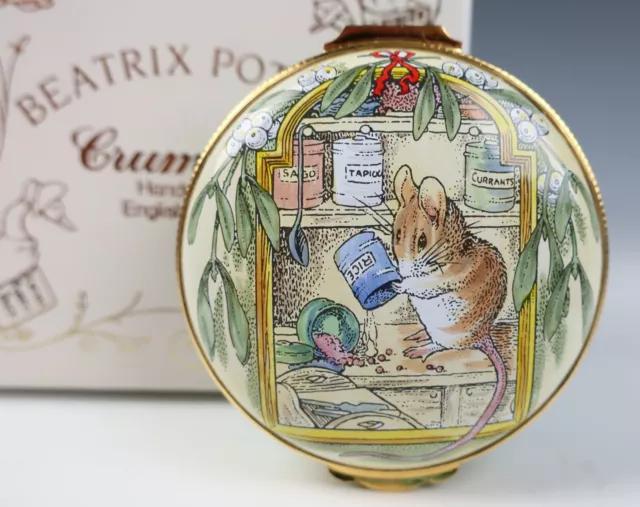 Rare Crummles 1984 Large Hunca Munca Beatrix Potter Enamel Trinket Box Biennial