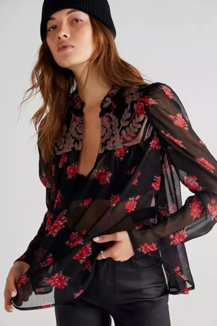 Free People Patricia Embroidered Top Blouse Size XS Floral RRP£134