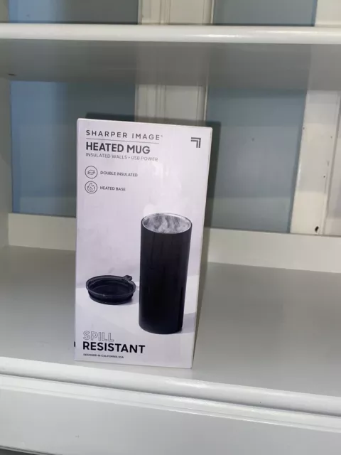 New In Box Sharper Image USB Powered Heated Mug, Double Insulated, Heated Base
