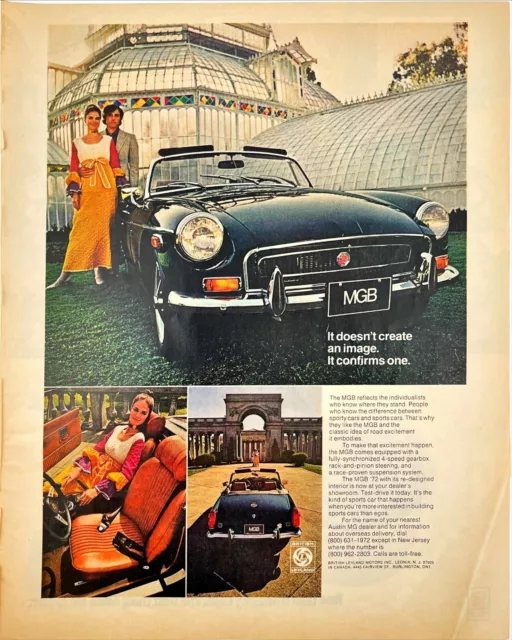 MGB Car British Leyland Motors 1972 Sport Car Convertible Vtg Print Ad