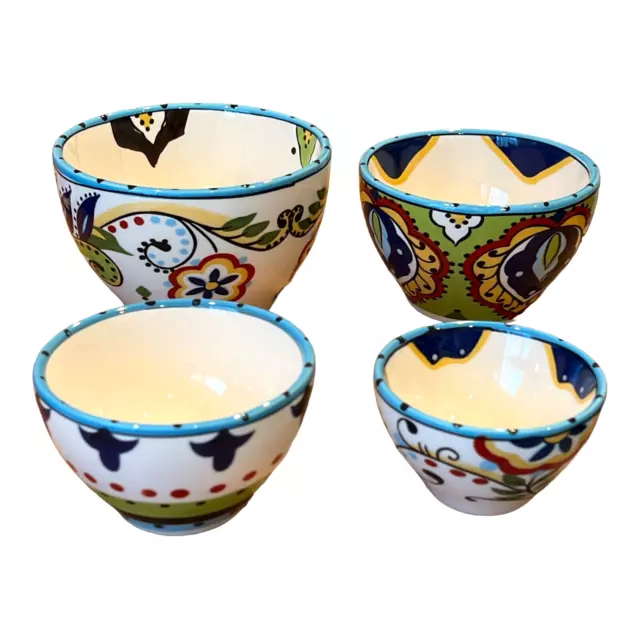 Espana Lifestyle Bocca 4pc Small Nesting Bowl Set Spanish Style Floral Scroll