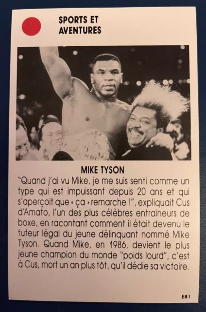 Boxe Star Mike Tyson Kid Dynamite Très Rare Rookie Card French Edition 1987