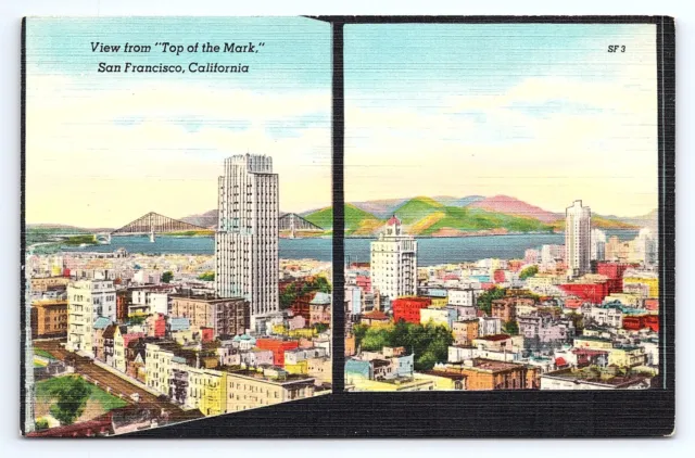 Postcard Aerial Window View Top of the Mark San Francisco California CA