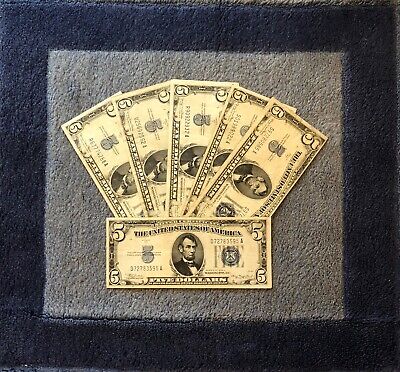 ✯$5 Silver Dollar Note✯ Blue Seal ✯Old Money Rare Bill Lot 1934✯FREE SHIP✯