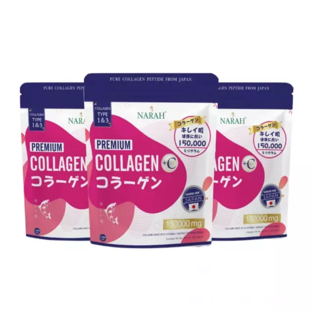 3X NARAH Premium Collagen Tripeptide 150,000mg PLUS Vitamin C 100% [150g.X3]