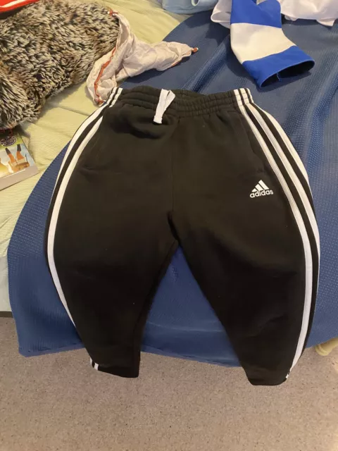 Adidas Originals Black Bottoms Tracksuit Joggers UK 11-12 Year Cuffed