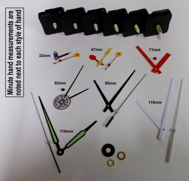 Replacement Quartz Clock Mechanism Movement Hands inc Luminous, DIY Repair Kit