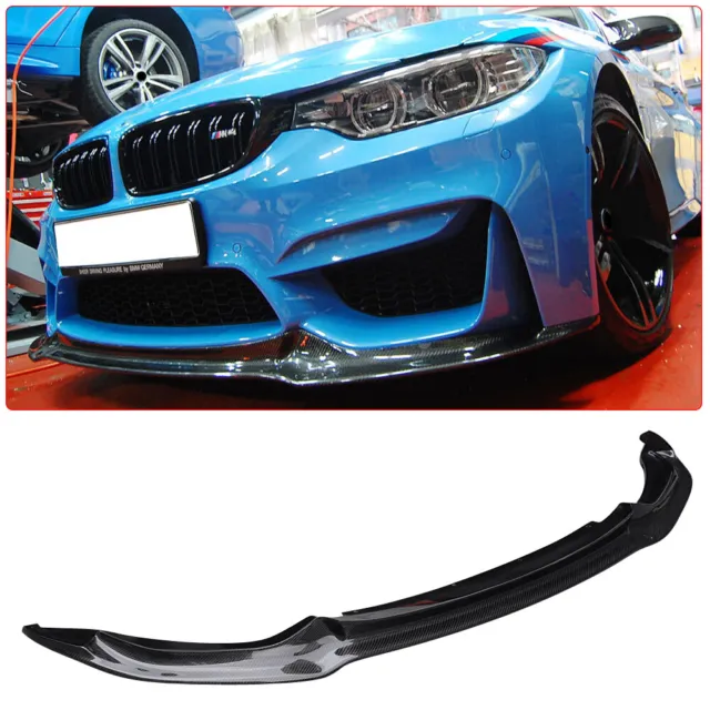 For 15+ BMW F80 M3 F82 F83 M4 V Style Carbon Fiber Front Bumper Lip Chin Spoiler