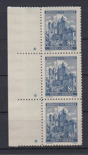Böhmen + Mähren 40 3er Str. li. 3 Sternchen Lindenzweig und Landschaften 80 H**