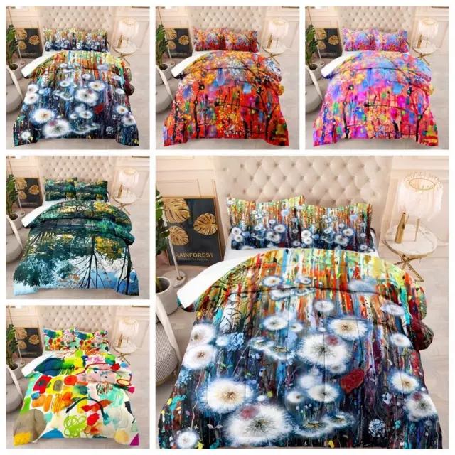 Soft Comforter Cover  Microfiber Doona Quilt Duvet Oil Paintings  Set All Size