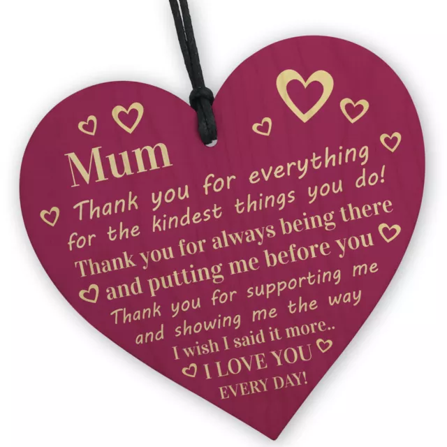 THANK YOU Gift For Mum Mummy Birthday Mothers Day Gift Shabby Chic Wood Heart