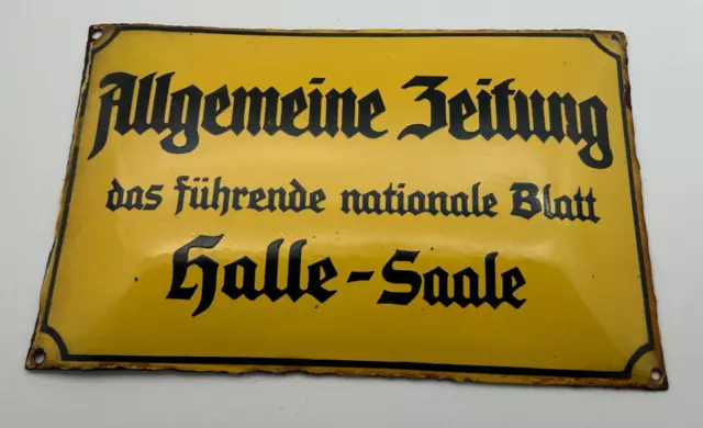 Allgemeine Zeitung Halle Saale Emailleschild Reklame Email Schild Werbung