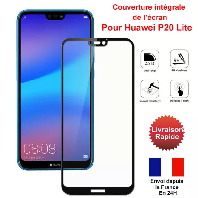 Huawei P20 Lite vitre protection écran intégral 100% couvert en verre trempé