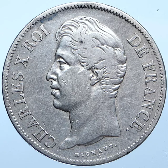 1830 A FRANCE King Charles X OLD Authentic Silver 5 Francs French Coin i114894