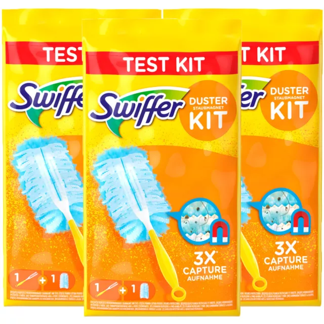 3x Swiffer Aimant à Poussière Set D'Initiation / Test Kit (1 Poignée Et 1 Drap )