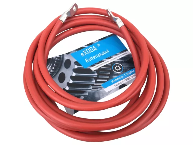 Batteriekabel 35 mm2 200cm mit Ringösen M10 Rot Auto KFZ Ladegerät Kabel