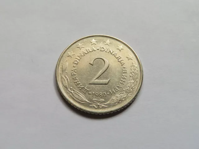 Yugoslavia Rare 2 Two Dinara Coin 1980 Dinarjev Jugoslavija Collectible Dinar