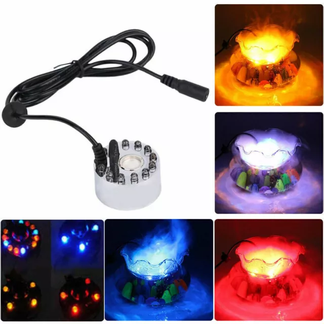 Ultrasonic Mist Maker Fogger Water Fountain Pond Color Humidifier 12 LED Light