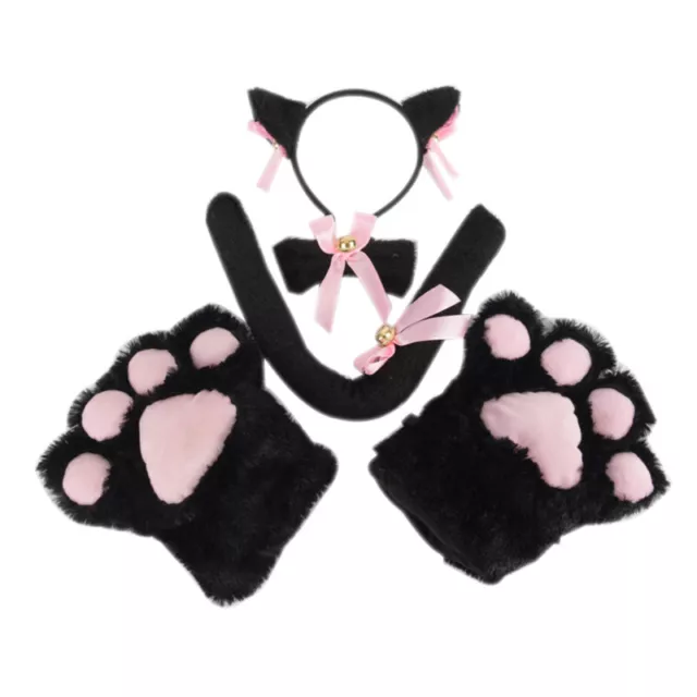 5 pz/set Costume Cosplay Gatto Orecchie Coda Gatto Collare Zampe Set Guanti CutAGH7