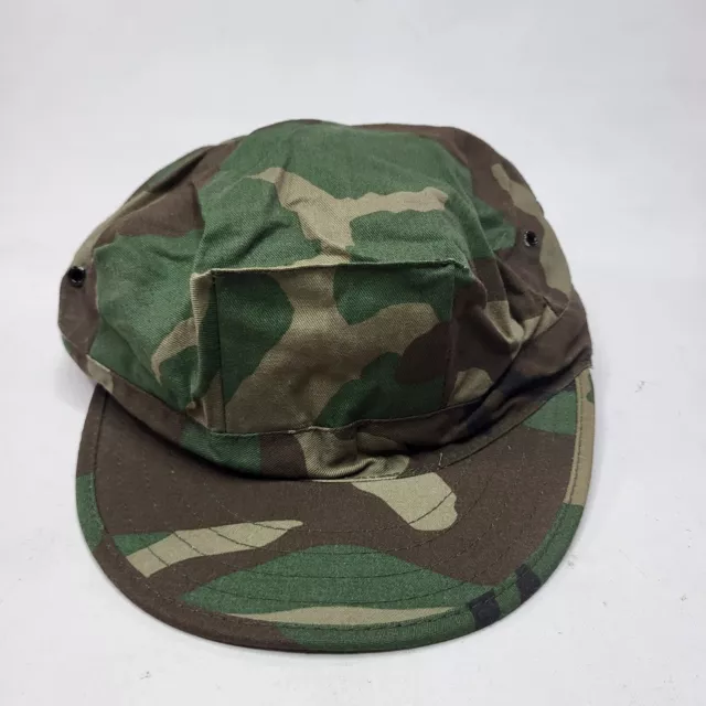 Gorra utilitaria vintage militar de camuflaje patrulla del bosque talla X grande nuevo de lote antiguo EE. UU.