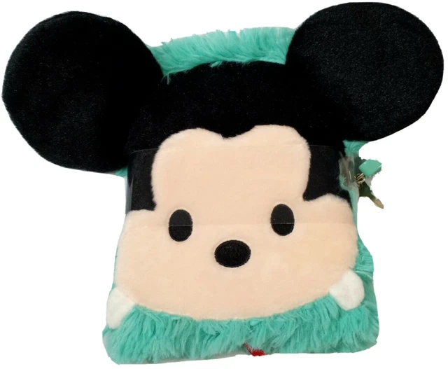 NEW Disney Tsum Tsum Mickey Mouse Fuzzy Soft Teal Journal Notebook W/ Stickers