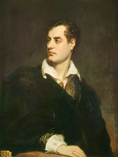 Oil painting Portrait of Lord Byron by Thomas Phillips young man portrait canvas