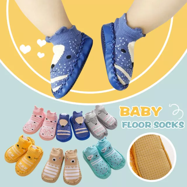 Newborn Baby Girl Boy Toddler Anti-Slip Socks Shoes Floor Slippers Sock Shoes UK