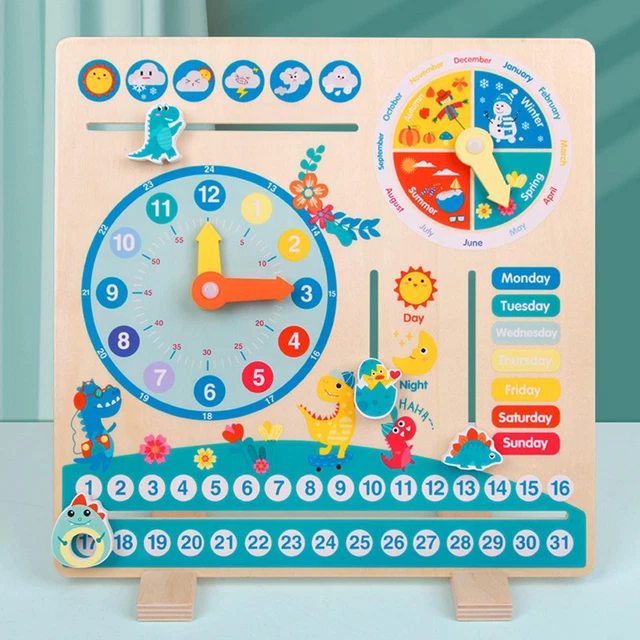WOODEN LEARNING CALENDAR Calendar Time Learning Toy Teaching Aids for