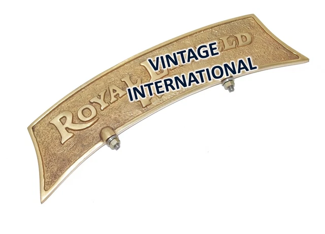 Plaque Immatriculation Avant Royal Enfield Laiton – Style Vintage Rétro, Fixation Garde-Boue Classique