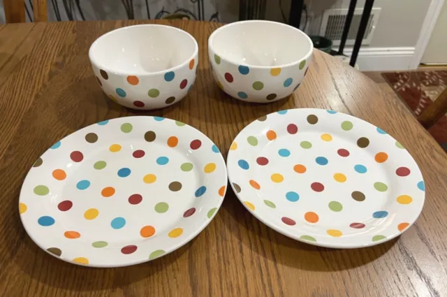 CHOICE: Pier 1 Confetti Polka Dots (2) 8-3/4" Salad Plates OR (2) 6" Soup Bowls