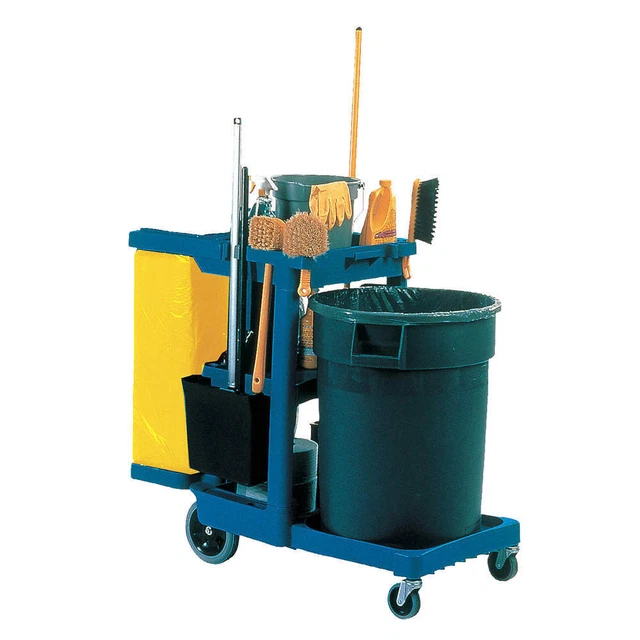 RUBBERMAID COMMERCIAL PRODUCTS FG617388BLUE Janitor Cart,38 in H,32 gal Cap.
