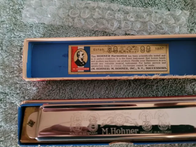 Vintage M Hohner Marine Band #365 With Star Harmonica Key C Made In Germany Nice