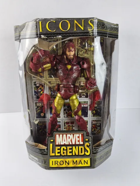 2006 Toy Biz Marvel Legends Icons - Iron Man 12" Action Figure + Book NEW