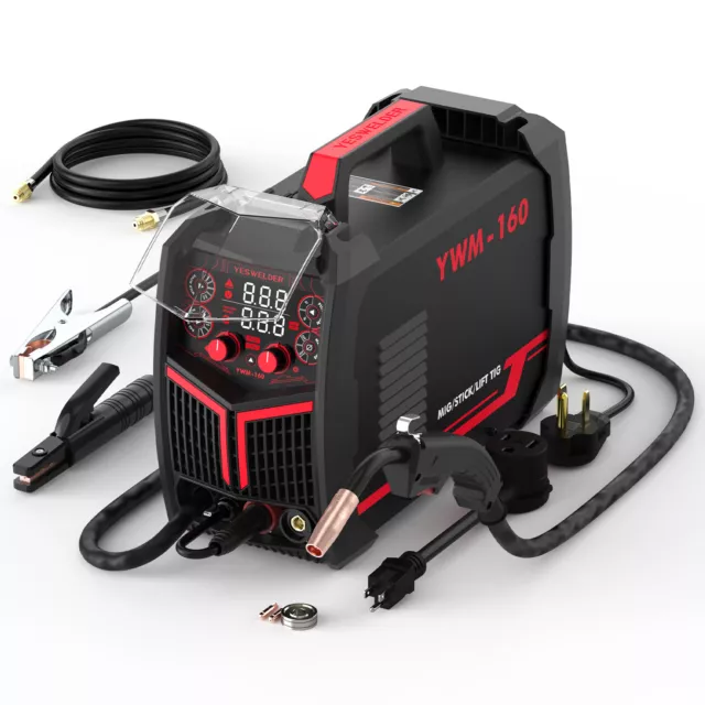 Multiprocess MIG Welder, Synergic Control, 160Amp 110/220V Welding machine