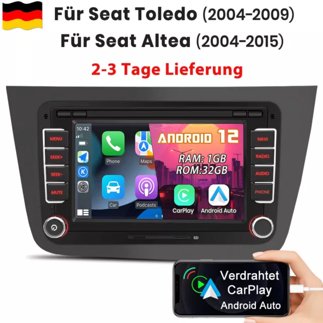 Carplay Für VW Seat Toledo Altea 7" Android 12 Autoradio GPS NAV WIFI DAB+ 1+32G