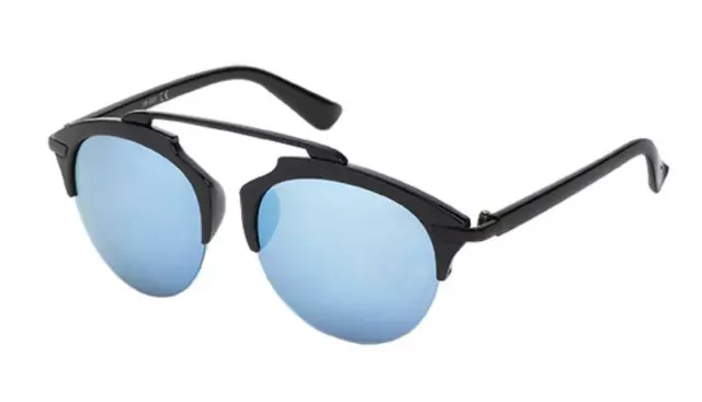 Lunettes de Soleil Rétro 400 UV Métal Zwicker Forme Dessous Frameless Noir 2