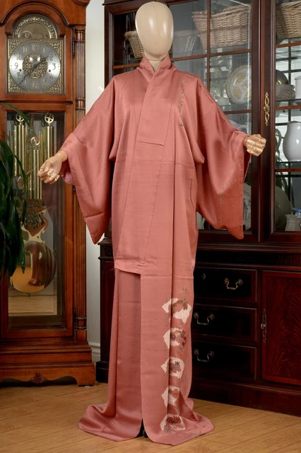 Dear Vanilla Japanese Silk Homongi Kimono Women's Authentic Japan Vintage Mint