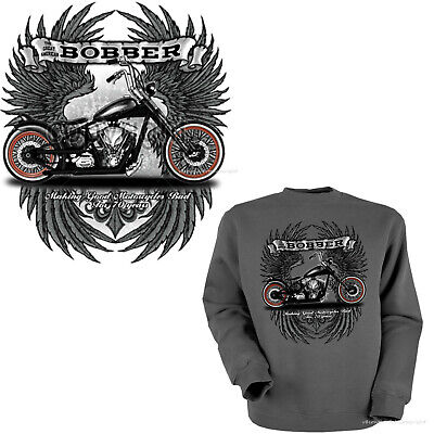 Biker Sweatshirt classic Harley Chopper HD Bobber Motiv Motorrad *4219 grau