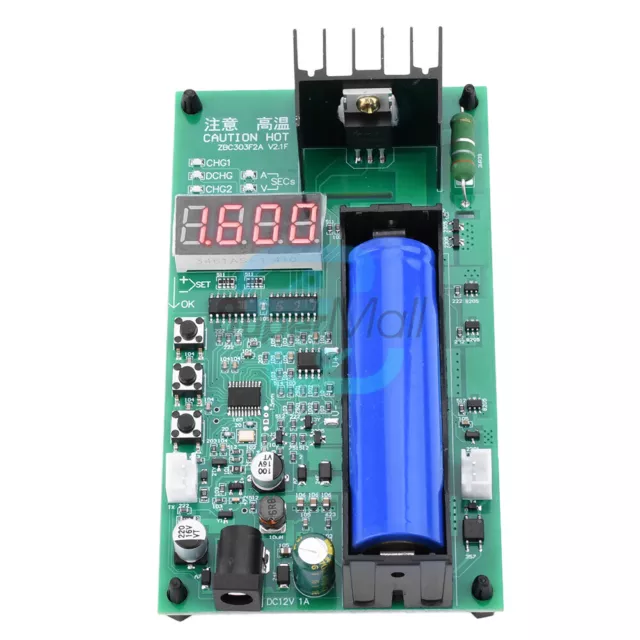 DC 12V 1A 18650 Li-ion Battery Electronic Load Tester Auto Charge Capacity Test