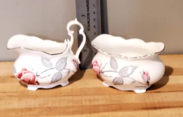 Royal Albert Bone China Trent Rose  Line Sugar Bowl & Creamer England