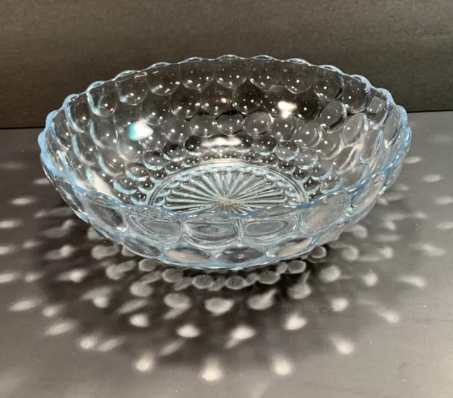 Anchor Hocking 8" Serving Bowl - Sapphire Blue Bubble Pattern Depression Glass